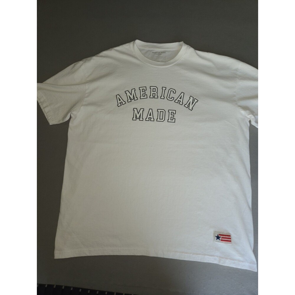 American Giant T-Shirt Mens XXXL White Graphic "American Made" Short Sleeve